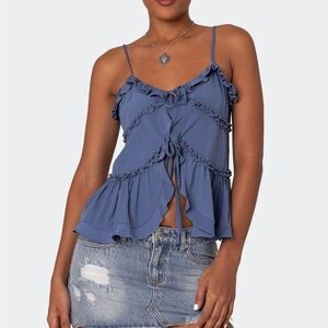 Edikted Blue Ruffled Camisole
